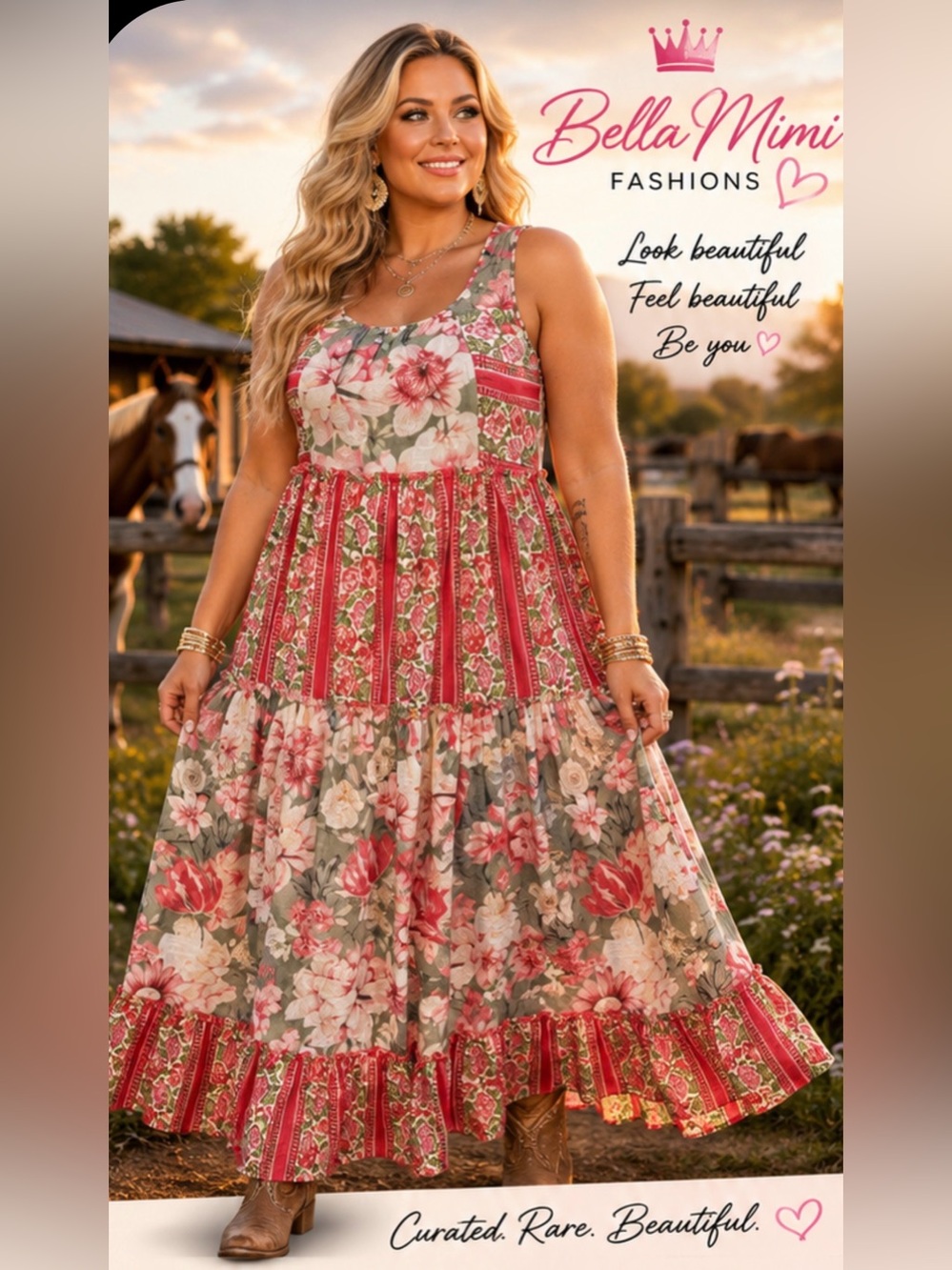🌺🌸🌹DAVI & DANI Floral Patchwork Boho Maxi Dress – Size 3X 🌸 BRB SL 8 - Picture 3 of 8